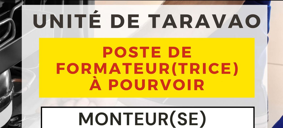 Le CFPA recrute un formateur Monteur Dépanneur Frigoriste sur l’unité de Taravao